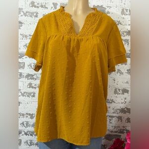 SHEIN Golden Yellow Textured Blouse